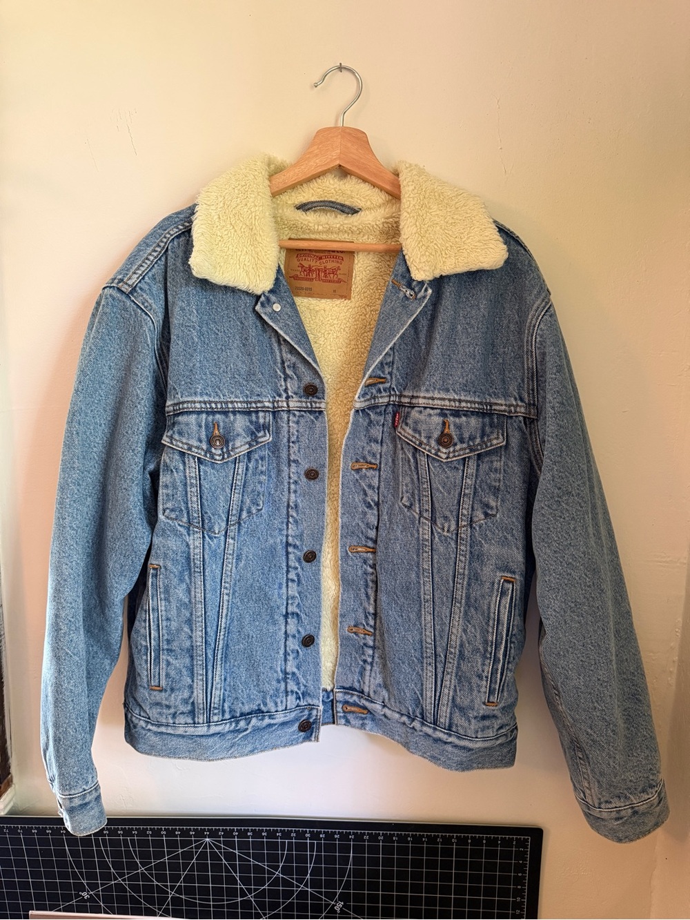 Levi's Light Blue Denim Sherpa Jacket with Cream Collar